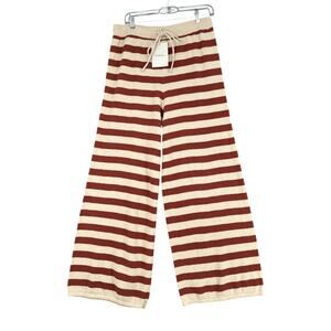 böhme‎ Charly Striped Wide Leg Elastic Waist Drawstring Knit Pants Womens Medium